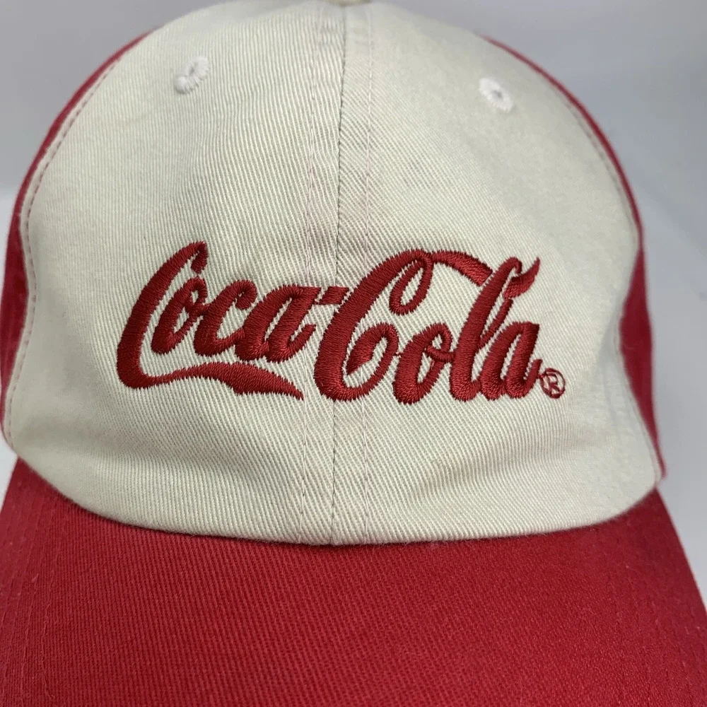 Coca Cola Hat Red Cream Adjustable OSFA Strapback Baseball Cap